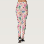 Abstracte kleurrijke pastelbloemen bloemenpatroon leggings (Achterkant)