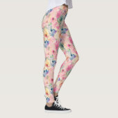 Abstracte kleurrijke pastelbloemen bloemenpatroon leggings (Rechts)