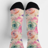Abstracte kleurrijke pastelbloemen bloemenpatroon sokken (Top)