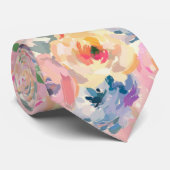 Abstracte kleurrijke pastelbloemen bloemenpatroon stropdas (Opgerold)