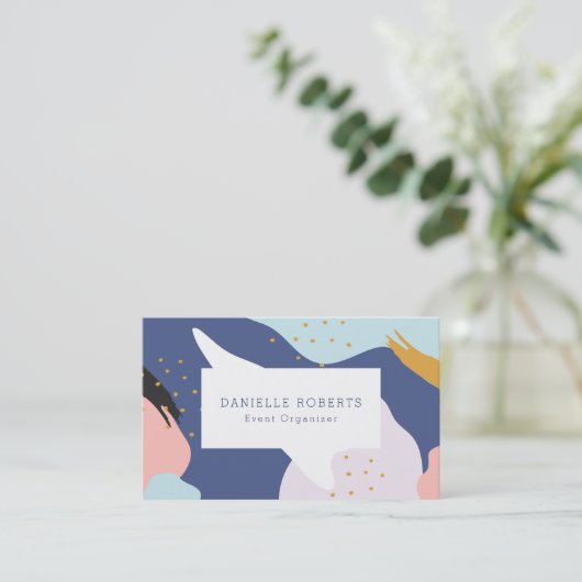 Abstracte kleurrijke penseelstreken moderne compos visitekaartje (Staand voorkant)