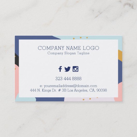 Abstracte kleurrijke penseelstreken moderne compos visitekaartje (Achterkant)
