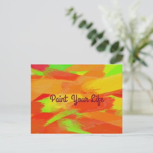 Abstracte kleurrijke penseelstreken texture.text. briefkaart (Staand voorkant)