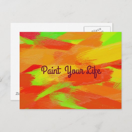 Abstracte kleurrijke penseelstreken texture.text. briefkaart (Voorkant / Achterkant)