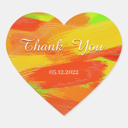 Abstracte kleurrijke penseelstreken texture.text. hart sticker (Voorkant)