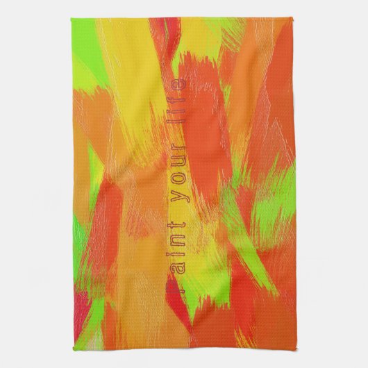 Abstracte kleurrijke penseelstreken texture.text. theedoek (Verticaal)