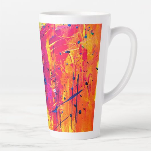 Abstracte kleurrijke plakband latte mok (Rechts)