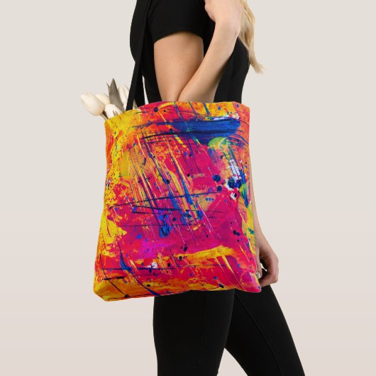 Abstracte kleurrijke plakband tote bag (Dichtbij)