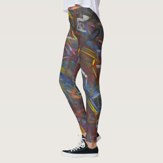 Abstracte kleurrijke "pleinen" Leggings (Links)