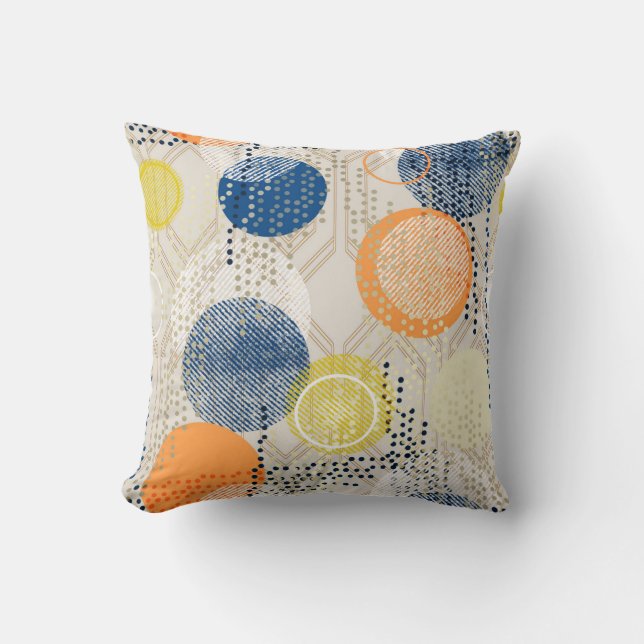 Abstracte kleurrijke polka dot kussen (Voorkant)