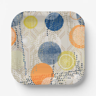 Abstracte kleurrijke polka dot papieren bordje