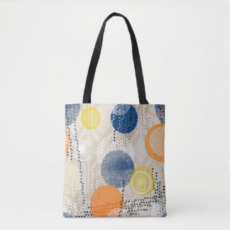 Abstracte kleurrijke polka dot tote bag