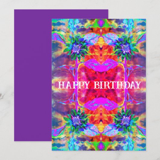 Abstracte kleurrijke psychedelische chakra zonnebl feestdagenkaart (Voorkant / Achterkant)