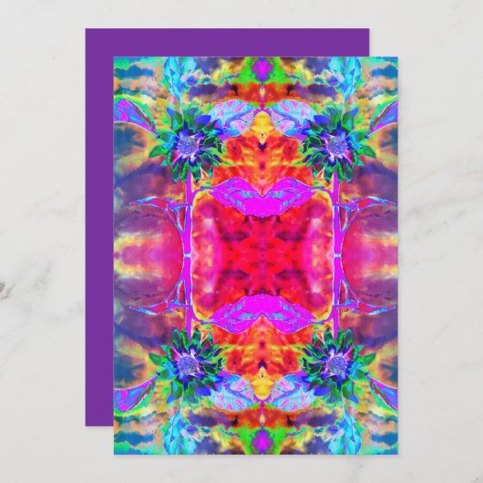 Abstracte kleurrijke psychedelische chakra zonnebl feestdagenkaart (Voorkant / Achterkant)