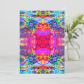 Abstracte kleurrijke psychedelische chakra zonnebl feestdagenkaart (Staand voorkant)