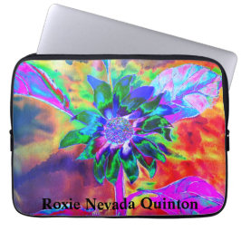 Abstracte kleurrijke psychedelische chakra zonnebl laptop sleeve