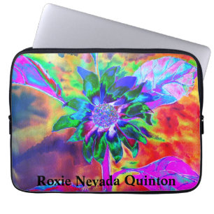 Abstracte kleurrijke psychedelische chakra zonnebl laptop sleeve