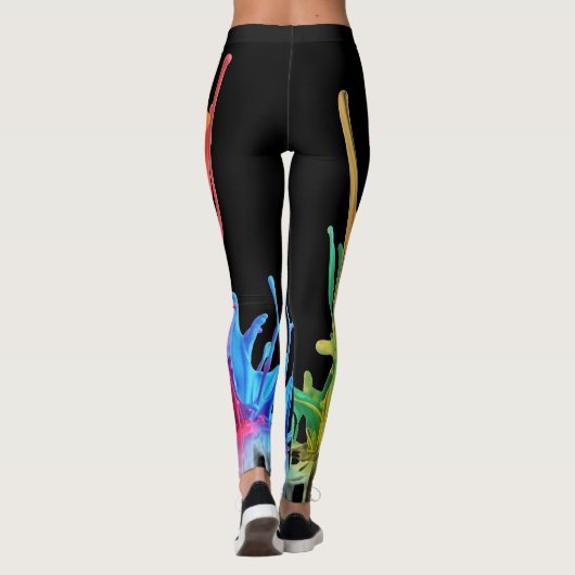 Abstracte kleurrijke regenboog lavalamp leggings (Achterkant)