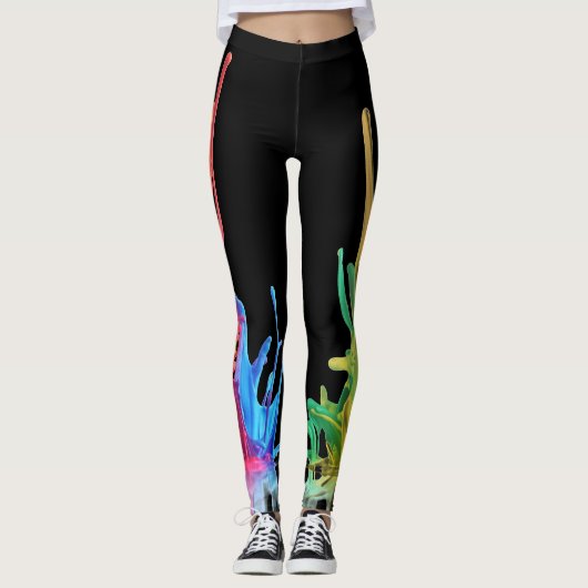 Abstracte kleurrijke regenboog lavalamp leggings (Voorkant)