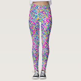 Abstracte Kleurrijke Regenboog Stippen Waterverf P Leggings