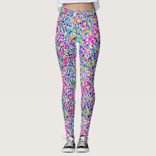 Abstracte Kleurrijke Regenboog Stippen Waterverf P Leggings