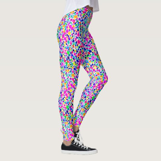Abstracte Kleurrijke Regenboog Stippen Waterverf P Leggings (Rechts)