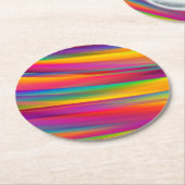 Abstracte kleurrijke regenbooggradiënt ronde kartonnen onderzetter (Gebogen)