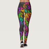 Abstracte kleurrijke regenbooglaserlichten op donk leggings (Achterkant)