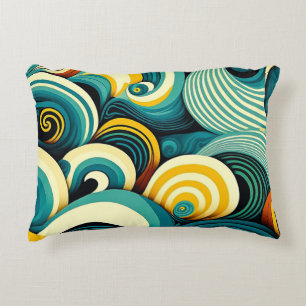 Abstracte kleurrijke Retro 70s Hippie Waves Artwor Accent Kussen