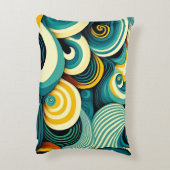 Abstracte kleurrijke Retro 70s Hippie Waves Artwor Accent Kussen (Achterkant (Verticaal))