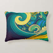 Abstracte kleurrijke Retro 70s Hippie Waves Artwor Accent Kussen (Voorkant)