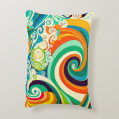 Abstracte kleurrijke Retro 70s Hippie Waves Artwor Accent Kussen (Achterkant (Verticaal))