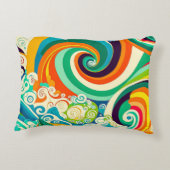 Abstracte kleurrijke Retro 70s Hippie Waves Artwor Accent Kussen (Achterkant)