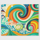 Abstracte kleurrijke Retro 70s Hippie Waves Artwor Cadeaupapier (Vlak)