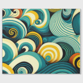 Abstracte kleurrijke Retro 70s Hippie Waves Artwor Cadeaupapier (Vlak)