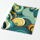 Abstracte kleurrijke Retro 70s Hippie Waves Artwor Cadeaupapier (Uitgerold)