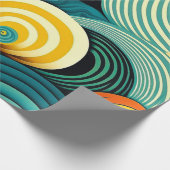 Abstracte kleurrijke Retro 70s Hippie Waves Artwor Cadeaupapier (Hoek)