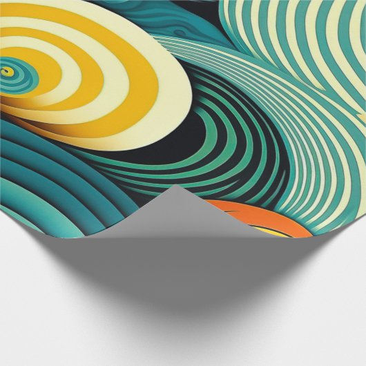 Abstracte kleurrijke Retro 70s Hippie Waves Artwor Cadeaupapier (Hoek)