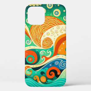 Abstracte kleurrijke Retro 70s Hippie Waves Artwor Case-Mate iPhone Case