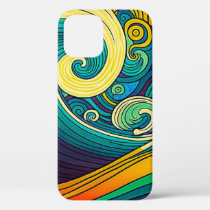Abstracte kleurrijke Retro 70s Hippie Waves Artwor Case-Mate iPhone Case