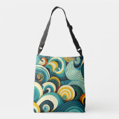 Abstracte kleurrijke Retro 70s Hippie Waves Artwor Crossbody Tas (Achterkant)