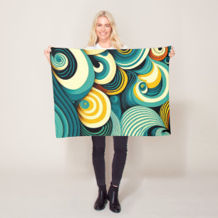 Abstracte kleurrijke Retro 70s Hippie Waves Artwor Fleece Deken