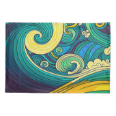 Abstracte kleurrijke Retro 70s Hippie Waves Artwor Kussensloop (Achterkant-Links)