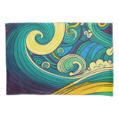 Abstracte kleurrijke Retro 70s Hippie Waves Artwor Kussensloop (Voorkant-Links)