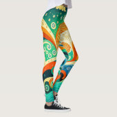 Abstracte kleurrijke Retro 70s Hippie Waves Artwor Leggings (Rechts)