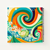 Abstracte kleurrijke Retro 70s Hippie Waves Artwor Notitieboek (Achterkant)