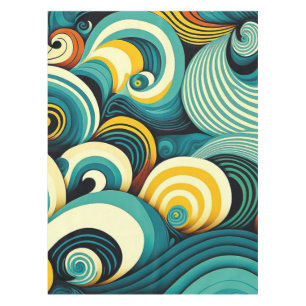 Abstracte kleurrijke Retro 70s Hippie Waves Artwor Tafelkleed