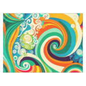 Abstracte kleurrijke Retro 70s Hippie Waves Artwor Tafelkleed (Voorkant (Horizontaal))