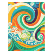 Abstracte kleurrijke Retro 70s Hippie Waves Artwor Tafelkleed (Voorkant)
