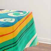 Abstracte kleurrijke Retro 70s Hippie Waves Artwor Tafelkleed (Voorbeeld)